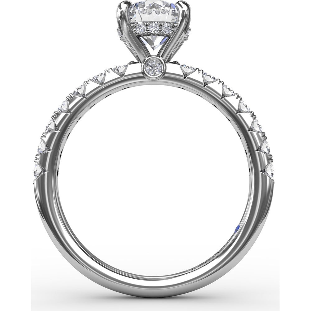 Engagement Ring Setting with Hidden Halo and Pavé Diamond Band by Fana