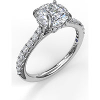 Engagement Ring Setting with Hidden Halo and Pavé Diamond Shank by Fana - 0.39 Carat Total Diamond Weight