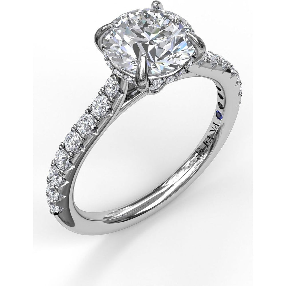 Engagement Ring Setting with Hidden Halo and Pavé Diamond Shank by Fana - 0.39 Carat Total Diamond Weight