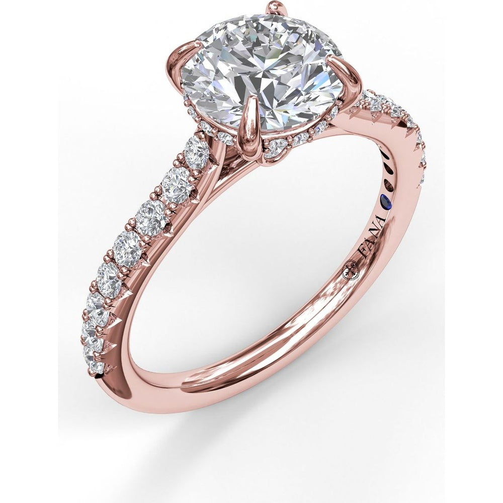Engagement Ring Setting with Hidden Halo and Pavé Diamond Shank by Fana - 0.39 Carat Total Diamond Weight