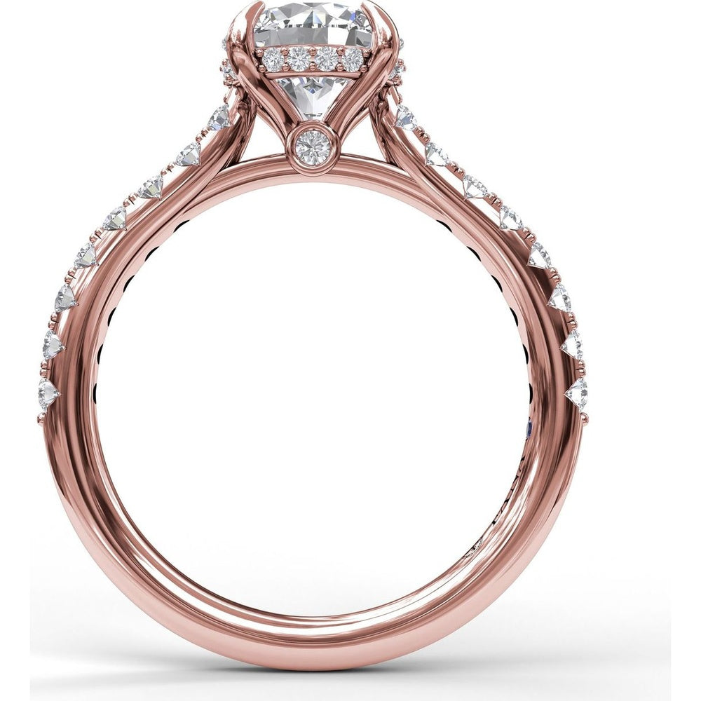 Engagement Ring Setting with Hidden Halo and Pavé Diamond Shank by Fana - 0.39 Carat Total Diamond Weight