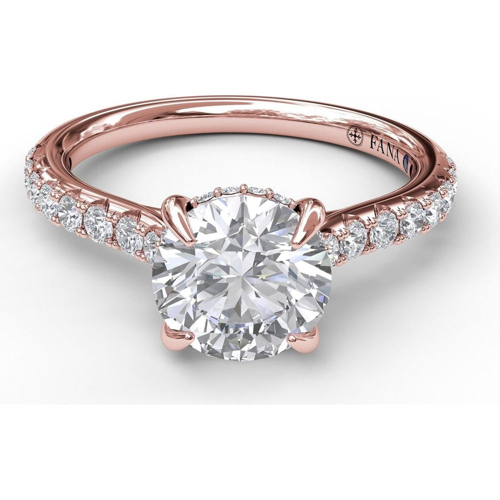 Engagement Ring Setting with Hidden Halo and Pavé Diamond Shank by Fana - 0.39 Carat Total Diamond Weight