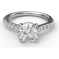 Engagement Ring Setting with Hidden Halo and Pavé Diamond Shank by Fana - 0.39 Carat Total Diamond Weight