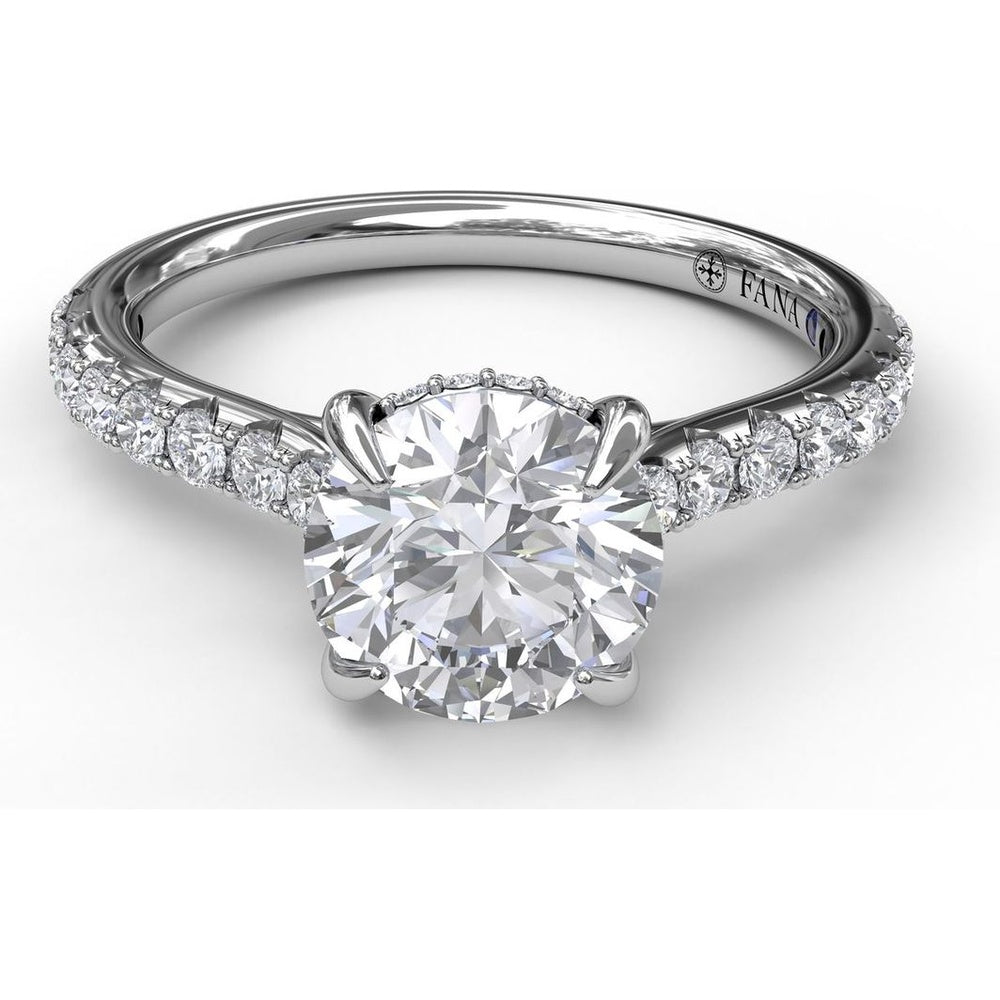 Engagement Ring Setting with Hidden Halo and Pavé Diamond Shank by Fana - 0.39 Carat Total Diamond Weight