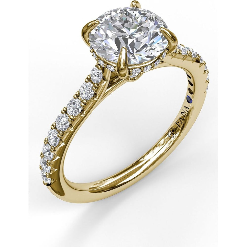Engagement Ring Setting with Hidden Halo and Pavé Diamond Shank by Fana - 0.39 Carat Total Diamond Weight