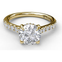 Engagement Ring Setting with Hidden Halo and Pavé Diamond Shank by Fana - 0.39 Carat Total Diamond Weight