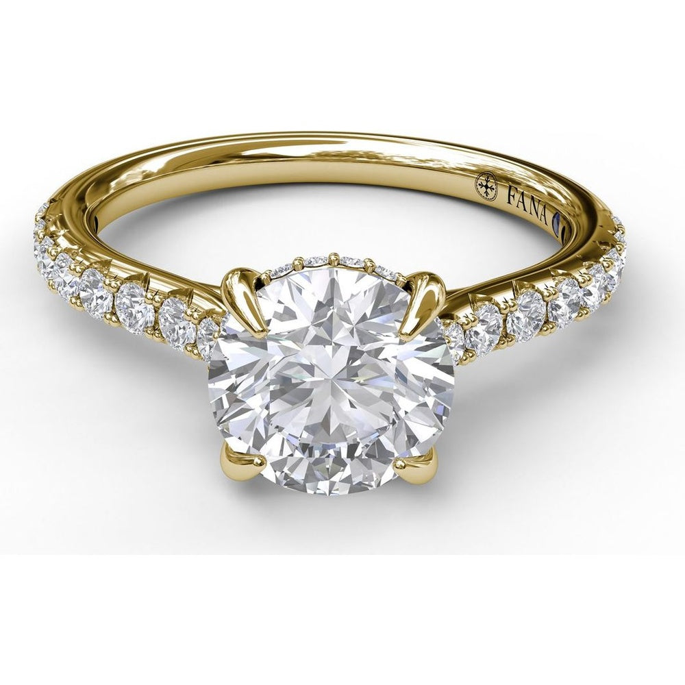 Engagement Ring Setting with Hidden Halo and Pavé Diamond Shank by Fana - 0.39 Carat Total Diamond Weight