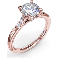 Engagement Ring Setting with Hidden Halo and Split Shank Round Diamond Accents by Fana - 0.16 Carat Total Diamond Weight