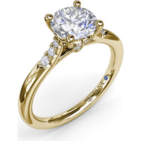 Engagement Ring Setting with Hidden Halo and Split Shank Round Diamond Accents by Fana - 0.16 Carat Total Diamond Weight