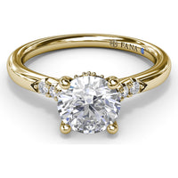 Engagement Ring Setting with Hidden Halo and Split Shank Round Diamond Accents by Fana - 0.16 Carat Total Diamond Weight