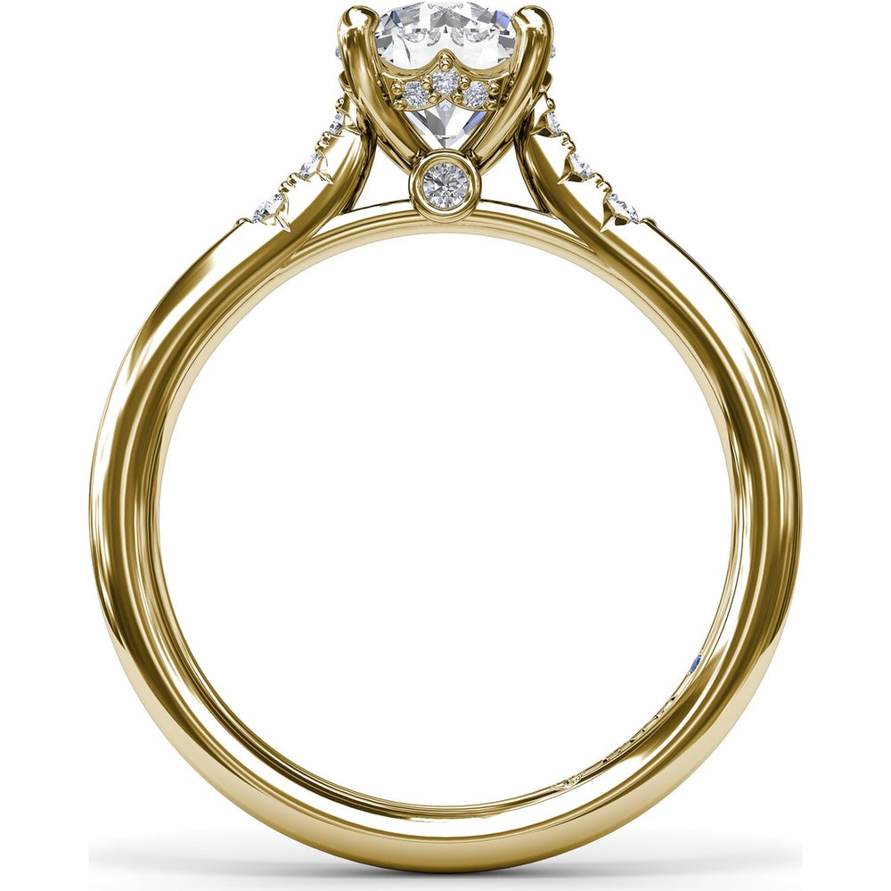 Engagement Ring Setting with Hidden Halo and Split Shank Round Diamond Accents by Fana - 0.16 Carat Total Diamond Weight