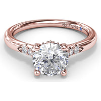 Engagement Ring Setting with Hidden Halo and Split Shank Round Diamond Accents by Fana - 0.16 Carat Total Diamond Weight