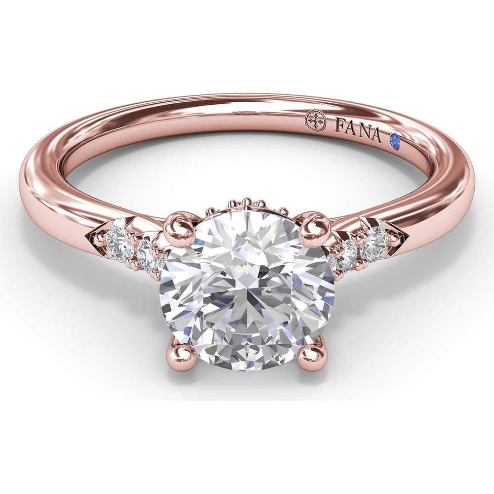 Engagement Ring Setting with Hidden Halo and Split Shank Round Diamond Accents by Fana - 0.16 Carat Total Diamond Weight