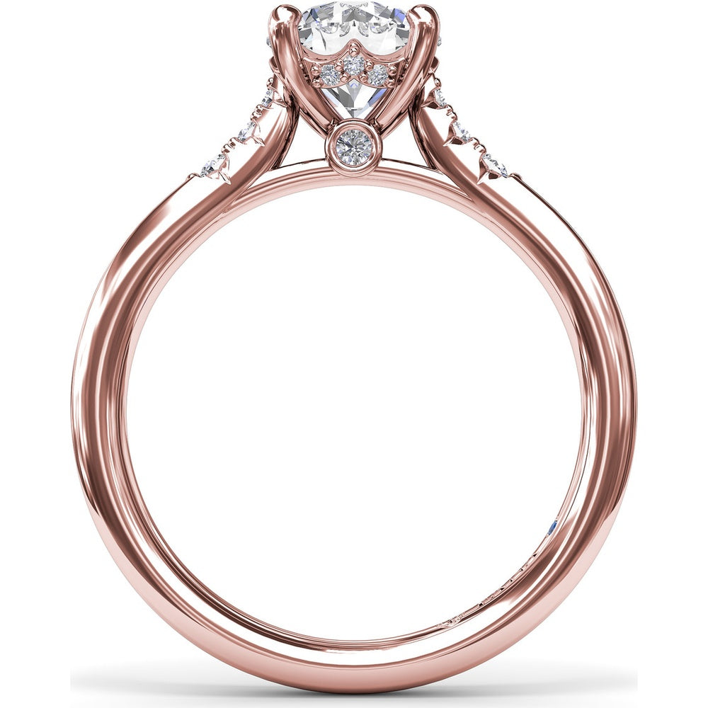 Engagement Ring Setting with Hidden Halo and Split Shank Round Diamond Accents by Fana - 0.16 Carat Total Diamond Weight