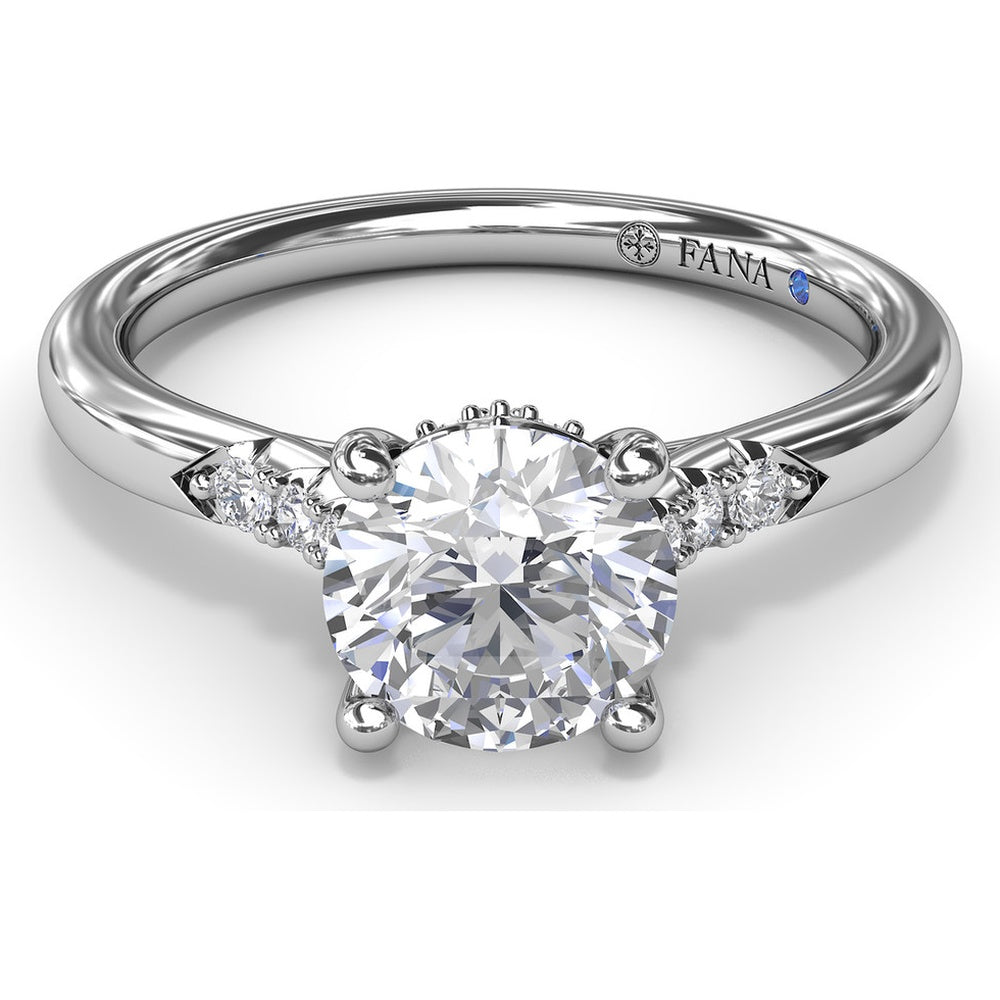Engagement Ring Setting with Hidden Halo and Split Shank Round Diamond Accents by Fana - 0.16 Carat Total Diamond Weight