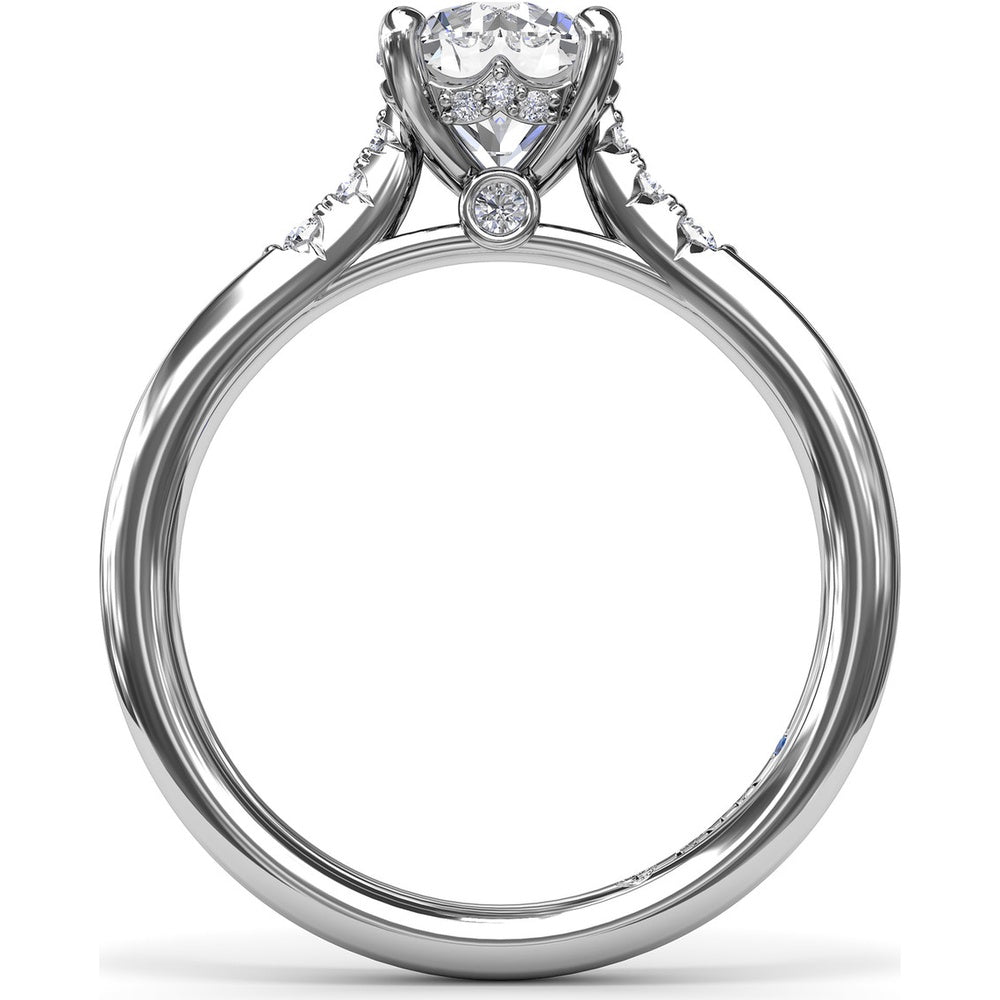 Engagement Ring Setting with Hidden Halo and Split Shank Round Diamond Accents by Fana - 0.16 Carat Total Diamond Weight
