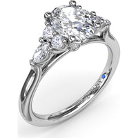 Engagement Ring Setting with Marquise and Round Diamond Side Cluster by Fana - 0.39 Carat Total Diamond Weight