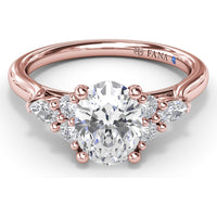 Engagement Ring Setting with Marquise and Round Diamond Side Cluster by Fana - 0.39 Carat Total Diamond Weight