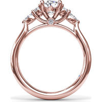 Engagement Ring Setting with Marquise and Round Diamond Side Cluster by Fana - 0.39 Carat Total Diamond Weight