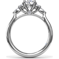 Engagement Ring Setting with Marquise and Round Diamond Side Cluster by Fana - 0.39 Carat Total Diamond Weight