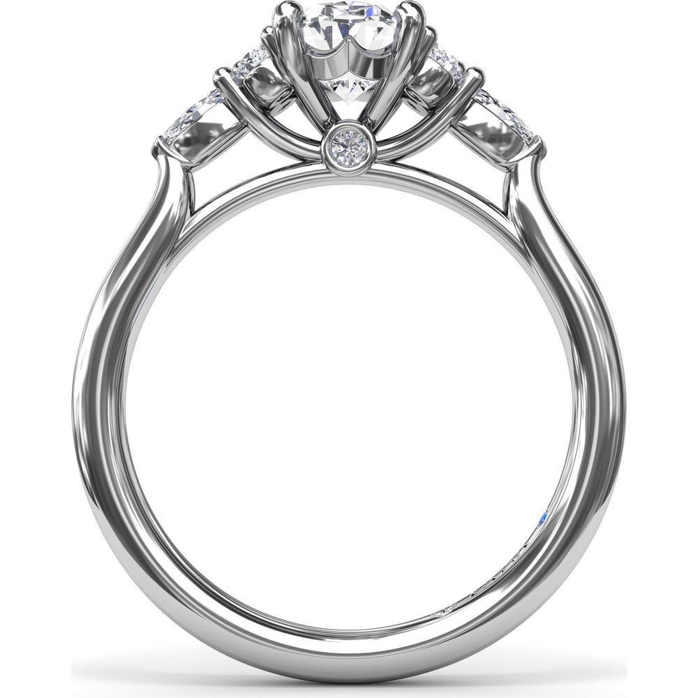 Engagement Ring Setting with Marquise and Round Diamond Side Cluster by Fana - 0.39 Carat Total Diamond Weight