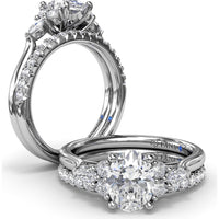 Engagement Ring Setting with Marquise and Round Diamond Side Cluster by Fana - 0.39 Carat Total Diamond Weight