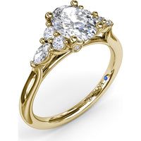 Engagement Ring Setting with Marquise and Round Diamond Side Cluster by Fana - 0.39 Carat Total Diamond Weight