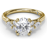 Engagement Ring Setting with Marquise and Round Diamond Side Cluster by Fana - 0.39 Carat Total Diamond Weight