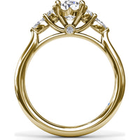 Engagement Ring Setting with Marquise and Round Diamond Side Cluster by Fana - 0.39 Carat Total Diamond Weight