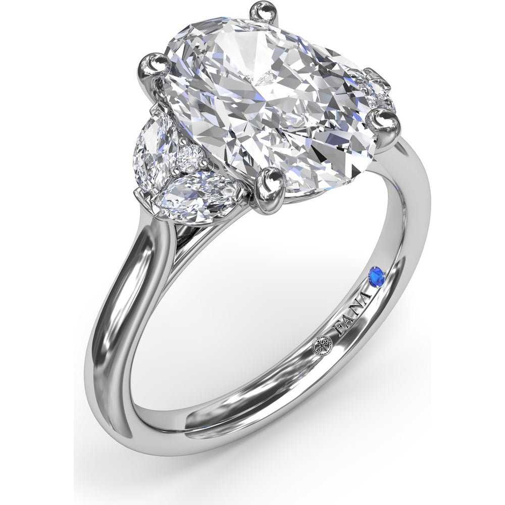 Engagement Ring Setting with Marquise and Round Side Stones - 0.40 Carat Total Side Stone Weight by Fana