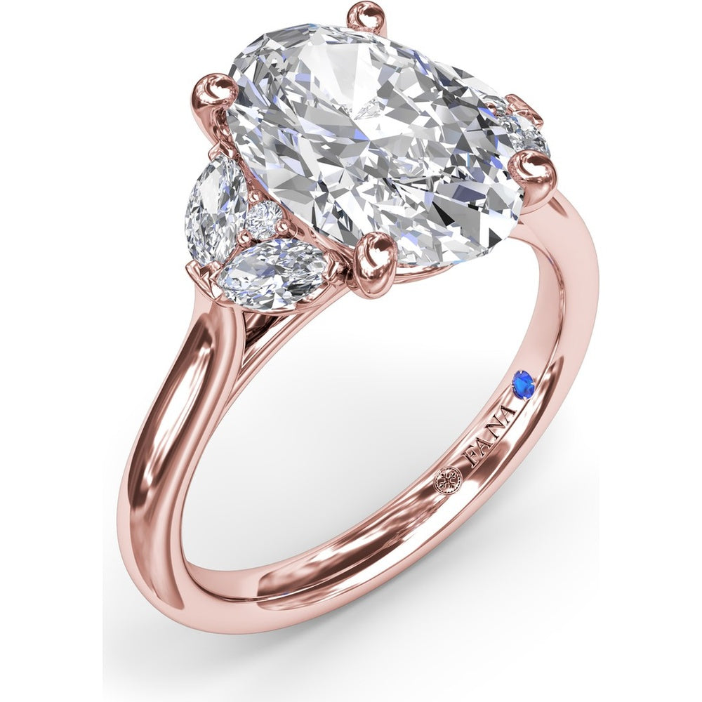 Engagement Ring Setting with Marquise and Round Side Stones - 0.40 Carat Total Side Stone Weight by Fana