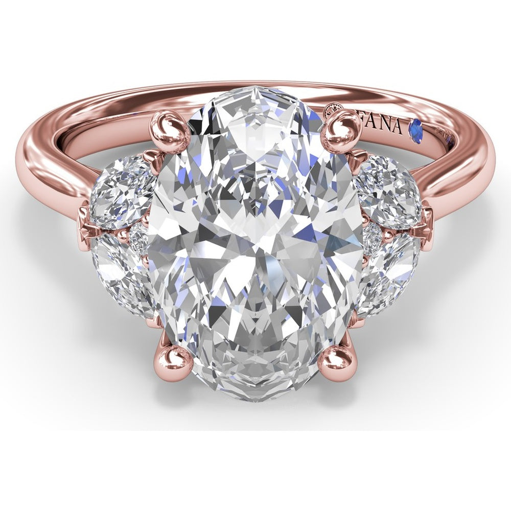 Engagement Ring Setting with Marquise and Round Side Stones - 0.40 Carat Total Side Stone Weight by Fana