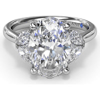 Engagement Ring Setting with Marquise and Round Side Stones - 0.40 Carat Total Side Stone Weight by Fana