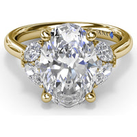 Engagement Ring Setting with Marquise and Round Side Stones - 0.40 Carat Total Side Stone Weight by Fana