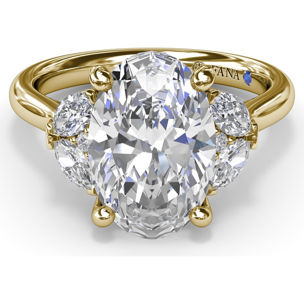 Engagement Ring Setting with Marquise and Round Side Stones - 0.40 Carat Total Side Stone Weight by Fana