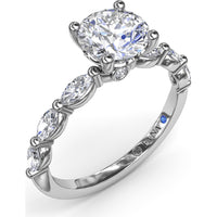 Engagement Ring Setting with Marquise Diamond Band and Four-Prong Mount by Fana - 0.63 Carat Total Diamond Weight