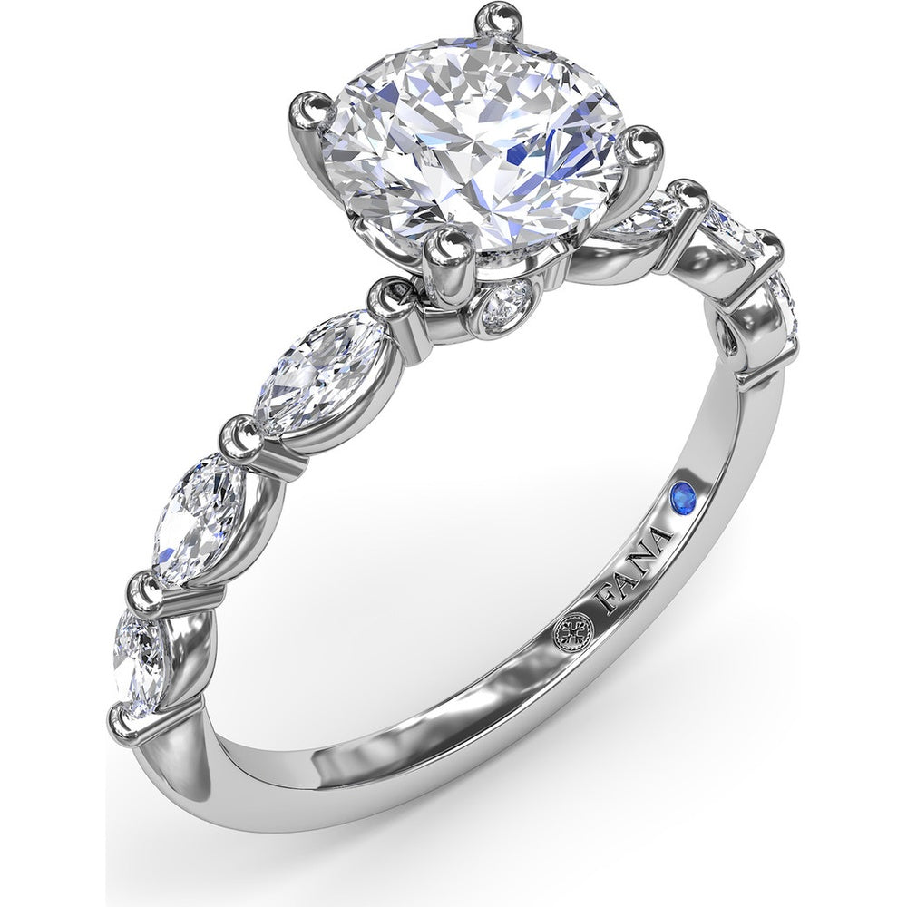 Engagement Ring Setting with Marquise Diamond Band and Four-Prong Mount by Fana - 0.63 Carat Total Diamond Weight