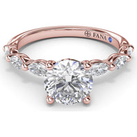 Engagement Ring Setting with Marquise Diamond Band and Four-Prong Mount by Fana - 0.63 Carat Total Diamond Weight