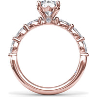 Engagement Ring Setting with Marquise Diamond Band and Four-Prong Mount by Fana - 0.63 Carat Total Diamond Weight
