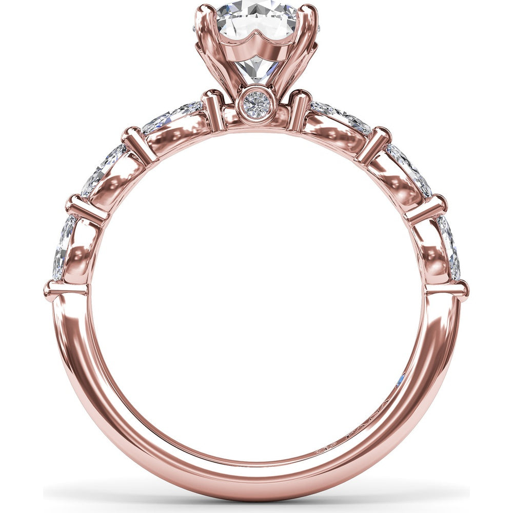 Engagement Ring Setting with Marquise Diamond Band and Four-Prong Mount by Fana - 0.63 Carat Total Diamond Weight