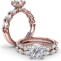 Engagement Ring Setting with Marquise Diamond Band and Four-Prong Mount by Fana - 0.63 Carat Total Diamond Weight