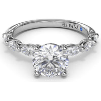 Engagement Ring Setting with Marquise Diamond Band and Four-Prong Mount by Fana - 0.63 Carat Total Diamond Weight