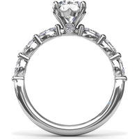 Engagement Ring Setting with Marquise Diamond Band and Four-Prong Mount by Fana - 0.63 Carat Total Diamond Weight