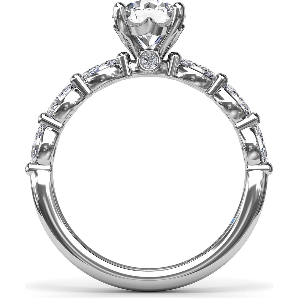 Engagement Ring Setting with Marquise Diamond Band and Four-Prong Mount by Fana - 0.63 Carat Total Diamond Weight
