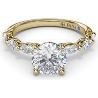 Engagement Ring Setting with Marquise Diamond Band and Four-Prong Mount by Fana - 0.63 Carat Total Diamond Weight
