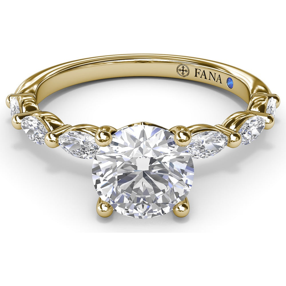 Engagement Ring Setting with Marquise Diamond Band and Four-Prong Mount by Fana - 0.63 Carat Total Diamond Weight