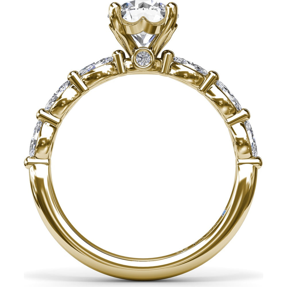 Engagement Ring Setting with Marquise Diamond Band and Four-Prong Mount by Fana - 0.63 Carat Total Diamond Weight