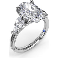 Engagement Ring Setting with Marquise Side Stones and Tapered Band - 0.50 Carat Total Side Stone Weight by Fana