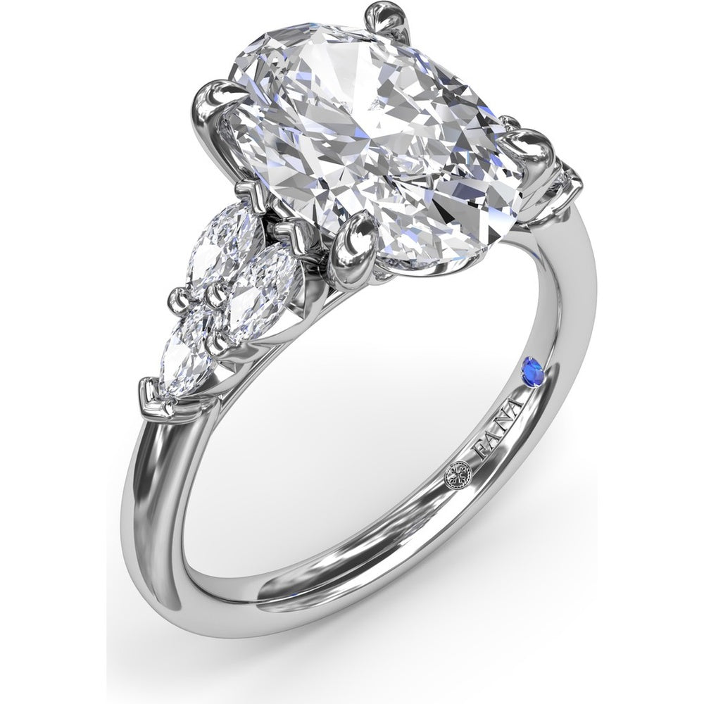 Engagement Ring Setting with Marquise Side Stones and Tapered Band - 0.50 Carat Total Side Stone Weight by Fana