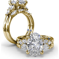 Engagement Ring Setting with Marquise Side Stones and Tapered Band - 0.50 Carat Total Side Stone Weight by Fana